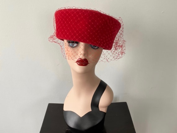 Vintage Pill Box Hat, 1950s Hats, 1950s Pill Box H