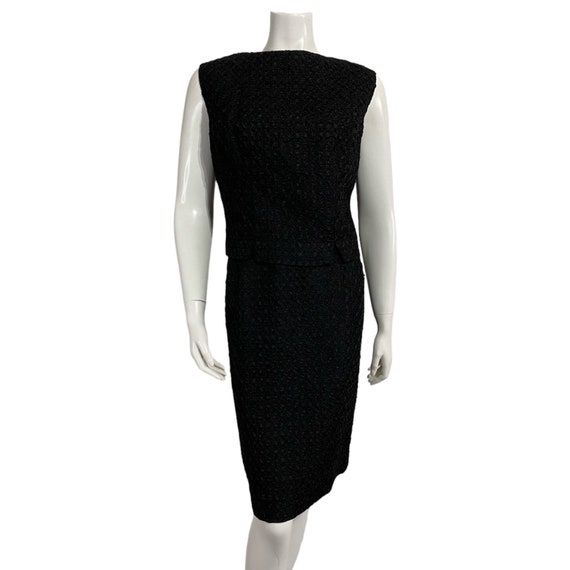 Vintage Black Ribbon Work Skirt Suit 1960s - image 3