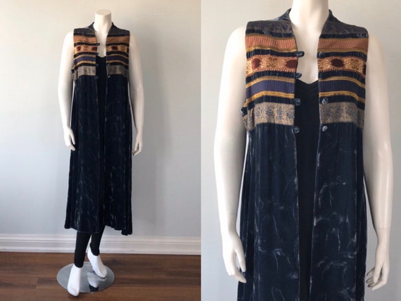 Romeo Gigli Velvet Vest, Long Velvet Vest, Boho, L