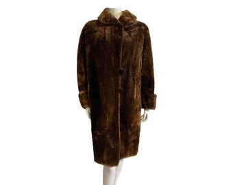 Vintage Coat/ 1960s /  Faux Fur Teddy Bear Coat / XL