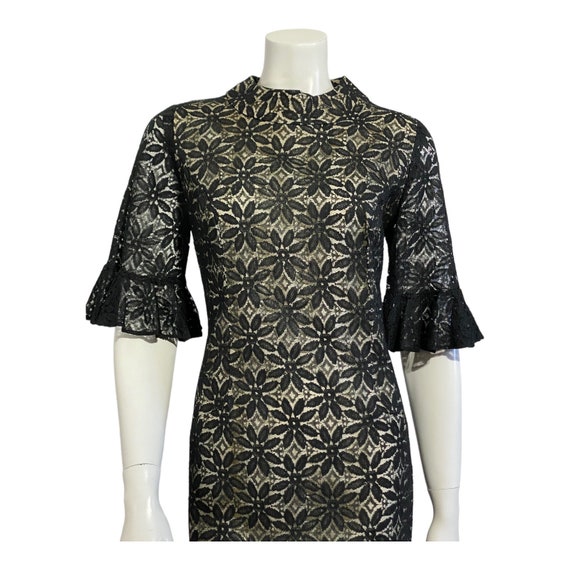 Vintage Black Lace Cocktail Dress 1960s Lawrence … - image 5