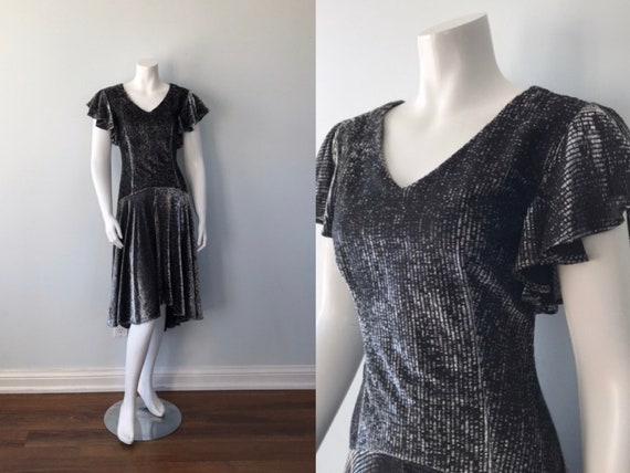 Vintage 1970s Dress, Cami, Silver Lame Dress, Vint