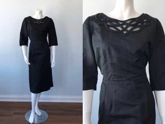 Vintage Dress, Vintage Black Dress, 1950s Black Dr