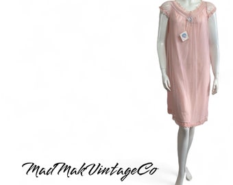 Vintage Pink Chiffon Nightgown 1950s Beauknit NWT