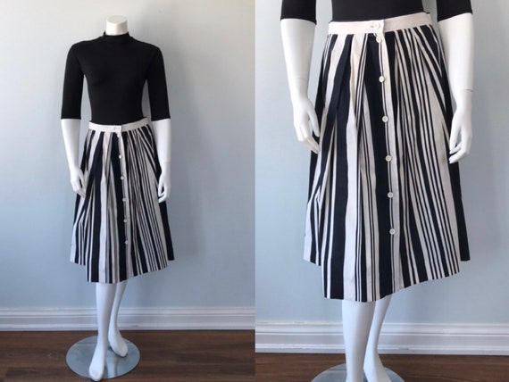 Vintage Jousse Black and White Striped Pleated Cot