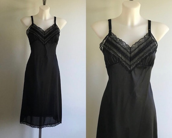 Vintage Black Slip, Vintage Full Slip, Queentex, B