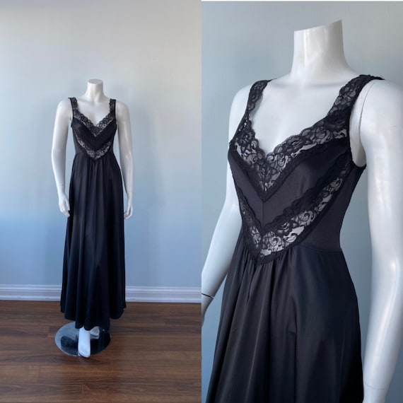 Vintage Black Nightgown, Undercover Wear, 1980s Ni