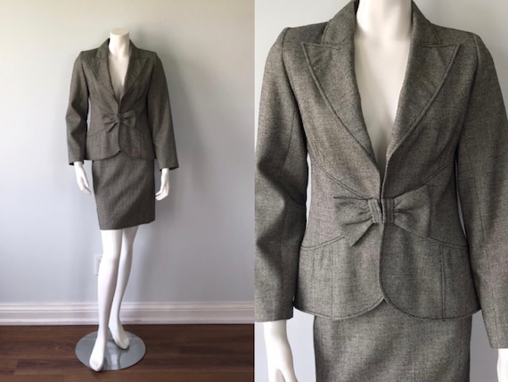 Vintage Valentino Gray Skirt Suit, Valentino, 1990
