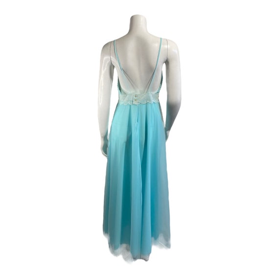 Vintage Aqua Chiffon Nightgown / 1960s / Linda Li… - image 8