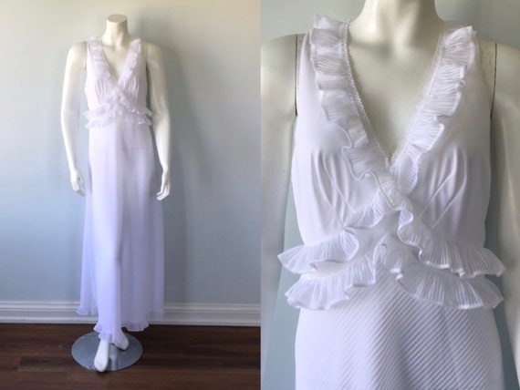 Vintage White Nightgown, Silfra, 1980s Nightgown,