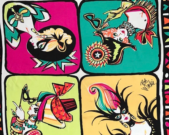 Vintage Bob Mackie Silk Scarf, Rare Bob Mackie Sil