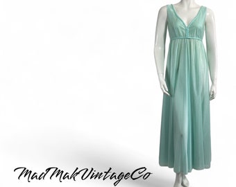 Vintage Mint Green Nightgown 1970s Linda Lingerie Romantic