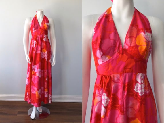 Vintage Halter Dress, Wika of Hawaii Ltd, 1960s Ha