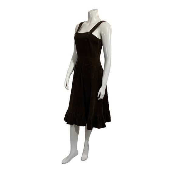 Vintage Brown Corduroy Jumper Dress 1970s - image 5