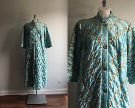 Vintage Quilted Robe, 1960s Quilted Robe, Lounge T