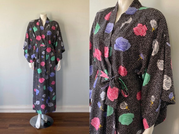 Vintage Ladies Robe, Linda, Polka Dot Robe, Dressi