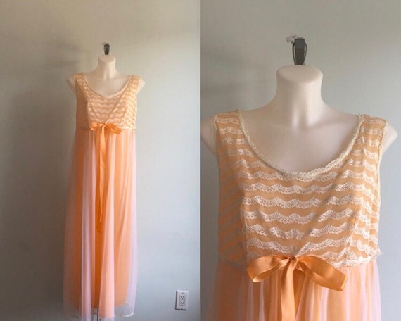Vintage Nightgown, Louis Jean Model, 1960s Chiffon