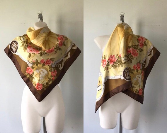 Vintage Silk Scarf, Vintage Battistoni Silk Scarf,