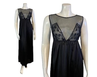 Vintage Black Nightgown 1960s Darling Romantic