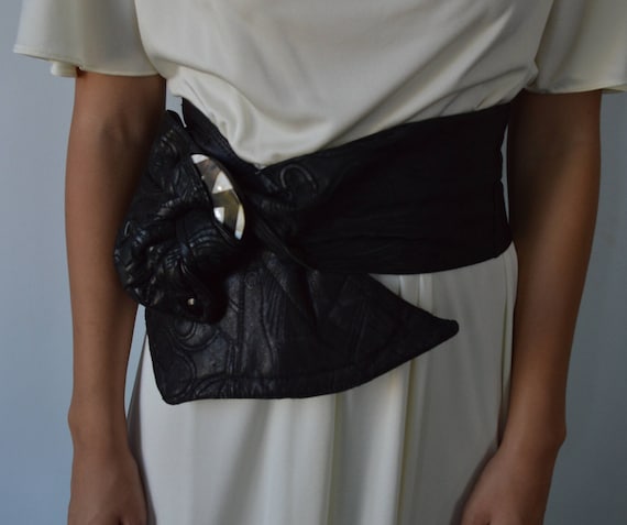 Vintage Belt, Vintage Belts, Black Belt, Black Lea