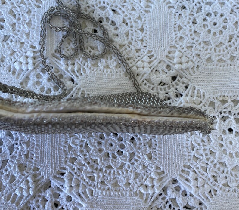 Silver Evening Clutch 1960s Clutch Formal Beaded Clutch Vintage Handbag 1960s Handbag Evening Wedding Vintage Clutch