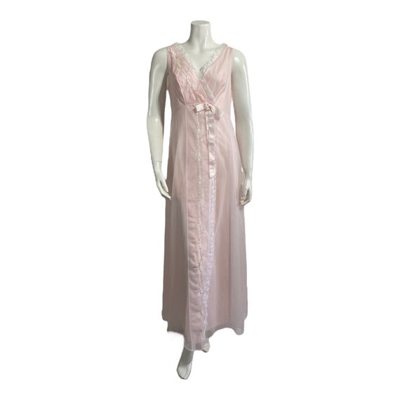 Vintage Pink Chiffon Peignoir Set 1960s Shadowlin… - image 2