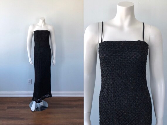 Vintage Black Cocktail Dress, 1980s Black Evening