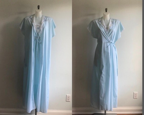 Vintage Blue Peignoir Set, Vintage Peignoir Set, V