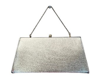 Vintage Silver Lame Clutch 1950 Evening Purse