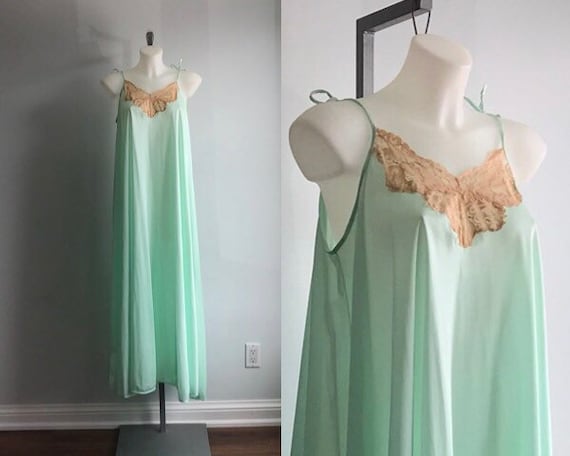 Vintage Nightgown, Mint Green Nightgown, Lov Lee,