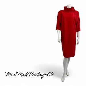 Vintage Red Dress 1970s Leslie Fay