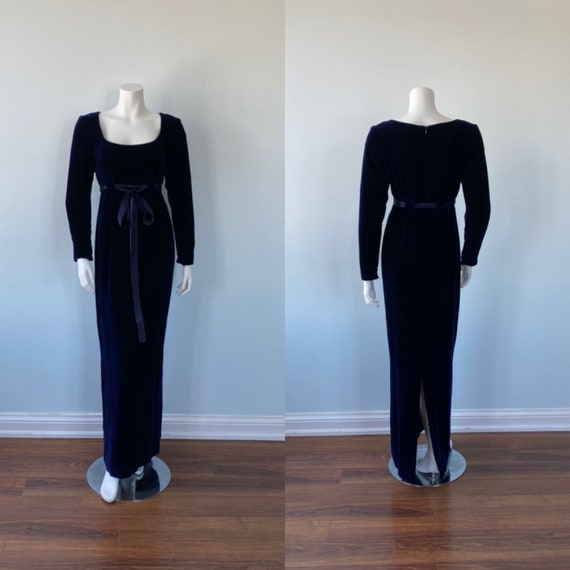 Blue Velvet Evening Gown, Nicole Miller, Vintage V