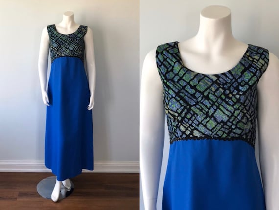 Vintage 1970s Maxi Dress, Vintage Evening Gown, Sl