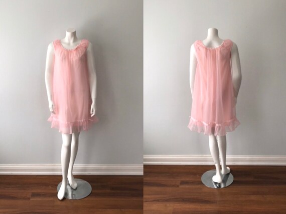 Vintage Pink Chiffon Nightgown, D’Allards, Vintage