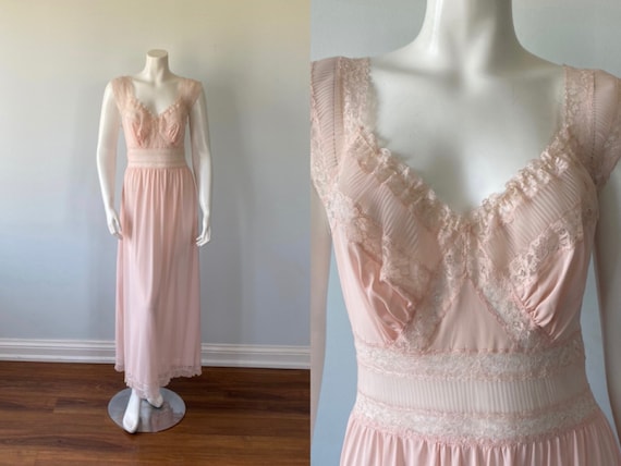 1950s Pink Nightgown, Harvey Woods, Vintage Pink N