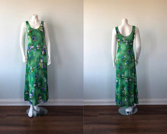 1970s Nightgown, Kayser, Vintage Nightgown, Green