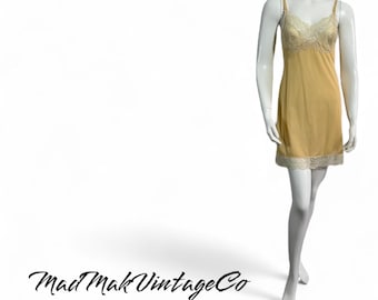 Vintage Gold Full Slip 1950s Hollywood Vassarette by Munsingwear