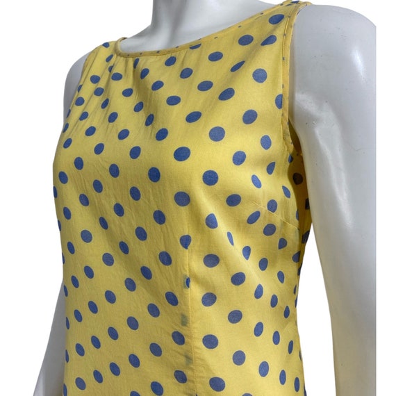 Vintage Yellow Polka Dot Sleeveless Dress 1980s A… - image 6