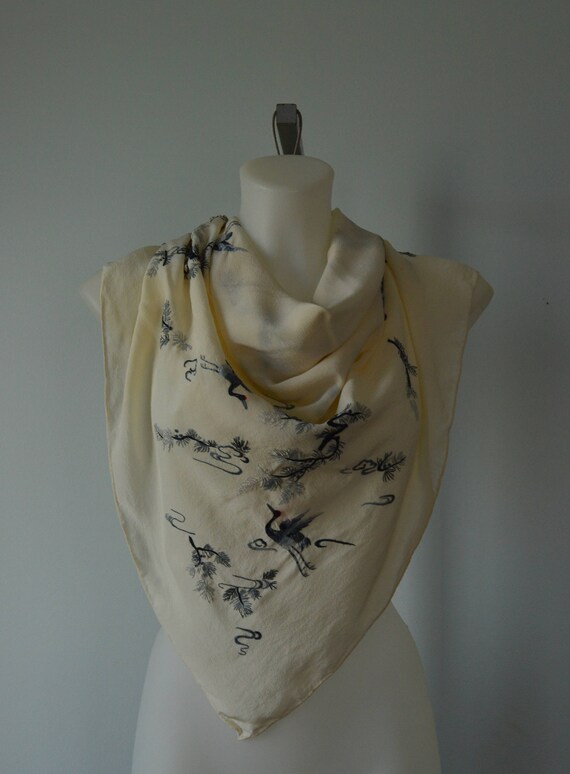 Vintage Silk Scarf, 1960s Silk Scarf, Triangle, Ha