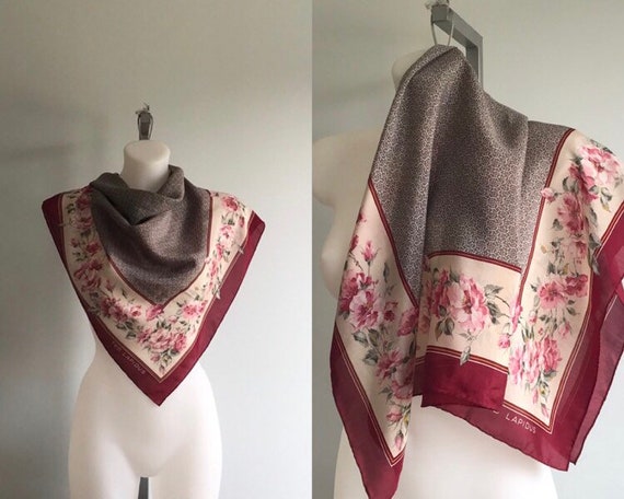 Vintage Silk Scarf, Ted Lapidus, Floral Silk Scarf