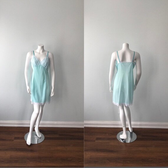 Vintage 1960s Mint Green Full Slip, Vintage Slip,