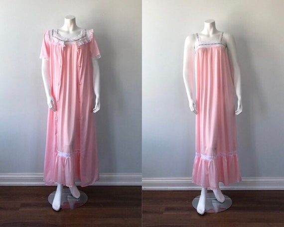 Vintage Pink Peignoir Set, French Maid, Vintage Pe