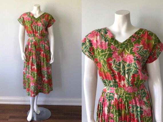 Vintage Floral Cotton Dress, 1970s Dress, Anokhi,