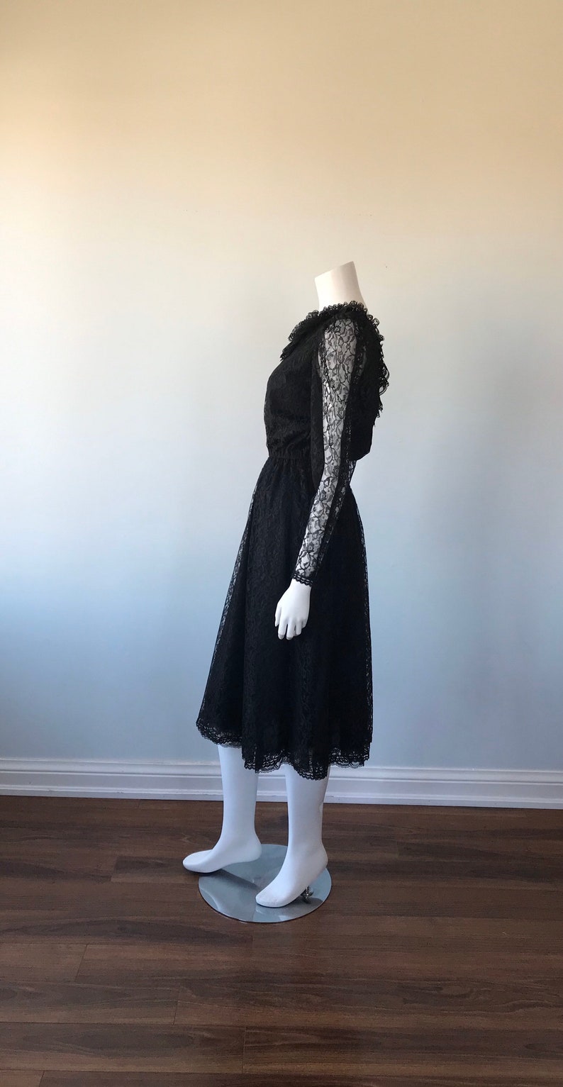 Vintage Black Lace Dress 1970s Lace Dress 1970s Dress Black Lace Dress Evening Dress Pat Mcdonagh Evening Dress