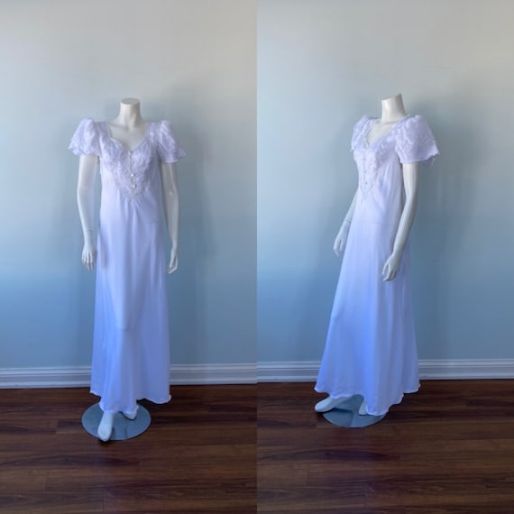 Vintage White Nightgown, 1990s Nightgown, Gaby, Wh