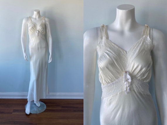 Vintage Nightgown, Ivory Nightgown, 1940s Nightgow
