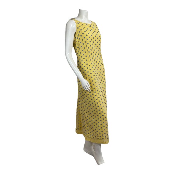 Vintage Yellow Polka Dot Sleeveless Dress 1980s A… - image 4