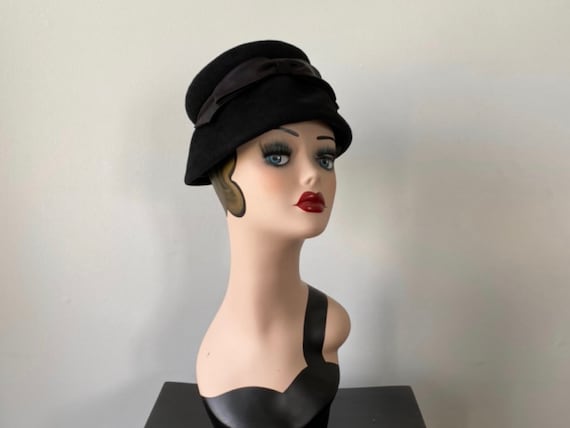Vintage Hat, Vintage Black Hat, 1920s Hat, Helen J