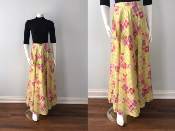 Vintage Maxi Skirt, Kay Silver, 1970s Maxi Skirt,