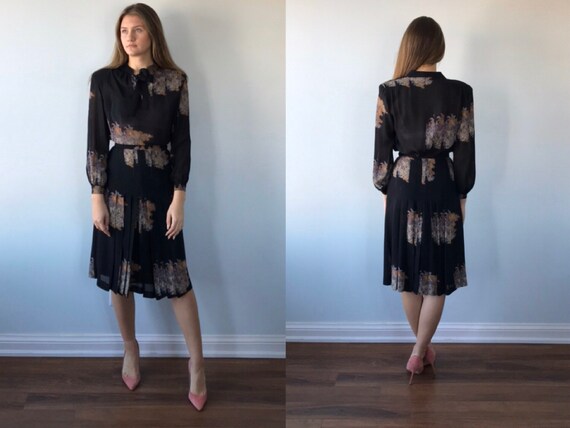 Vintage Pleated Skirt And Blouse Set, 1970s Skirt